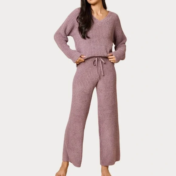 Softies Cozy Knit Loungewear Set in Mauve - Picture 2 of 4